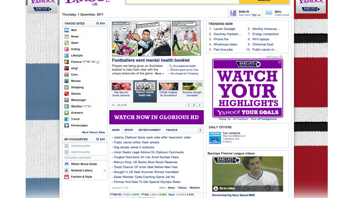 Website homepage takeover – Premier League – Designed in Farnborough