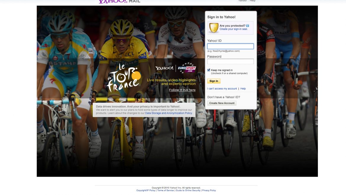 Tour de France – login ad – web design