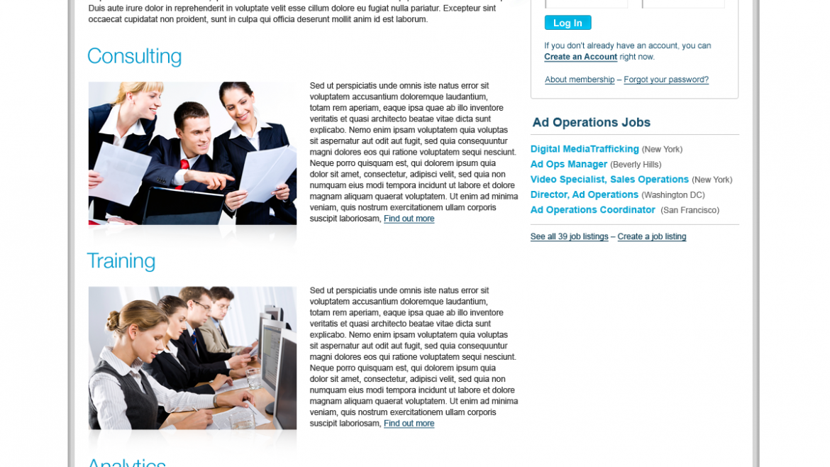 AdMonsters professional services website – designed in Farnborough, Hampshire