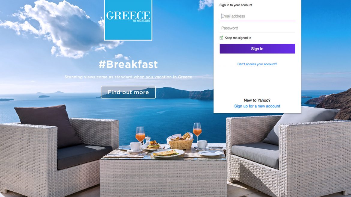 Advertising Creative – Visit Greece – Yahoo! Login Page